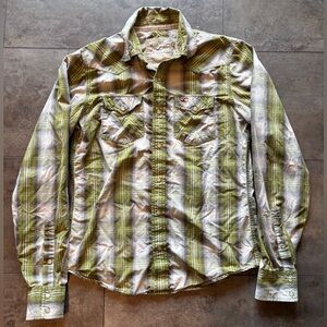 Vintage Western Pearl Snap Plaid Hollister Long Sleeve Shirt